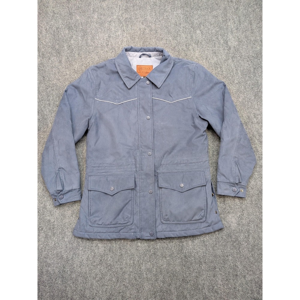Outback Trading Western Charm Jacket Womens M Blue Quilted Ranch Coat Microsuede
